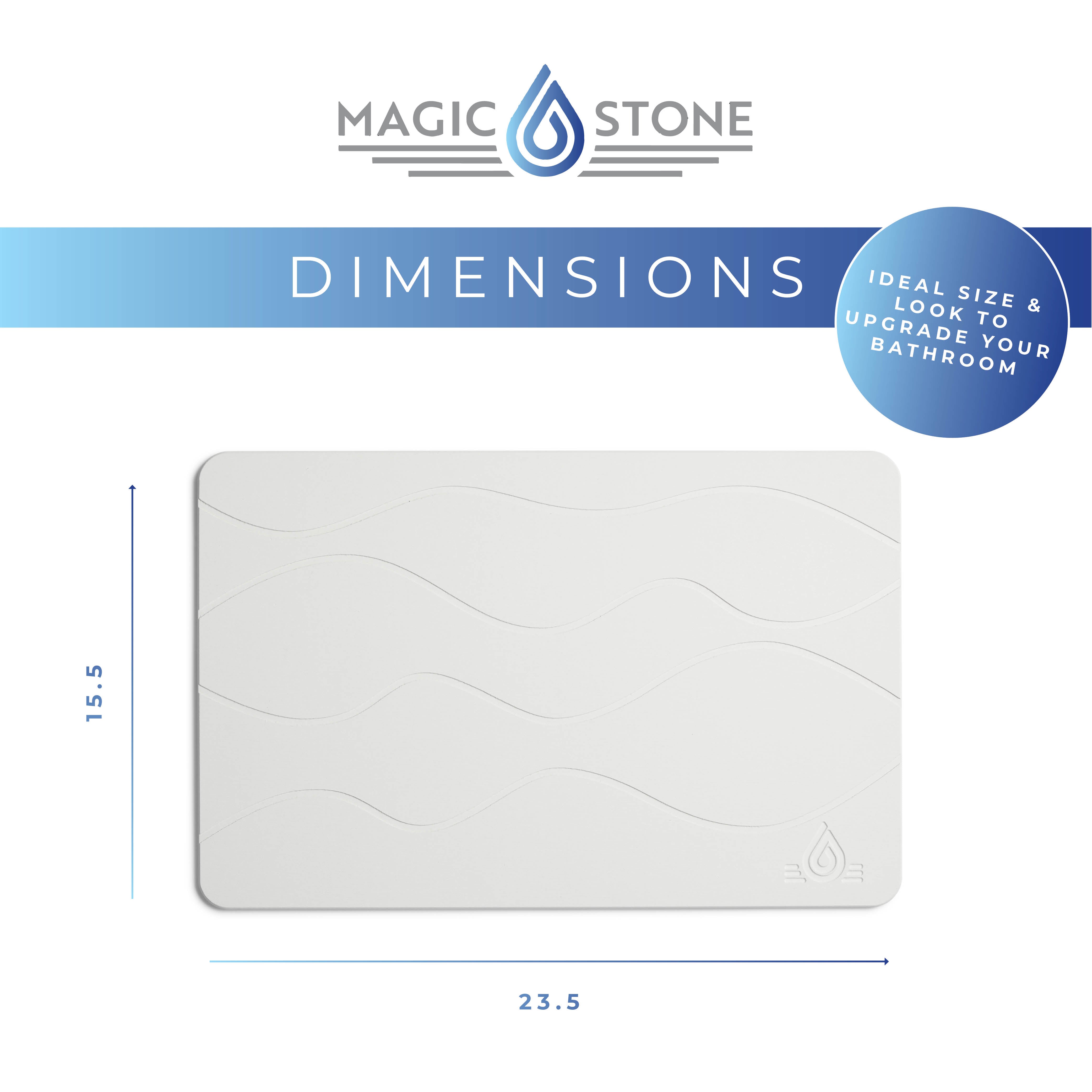 Magic Stone Bath Mat - Waves Pattern - White