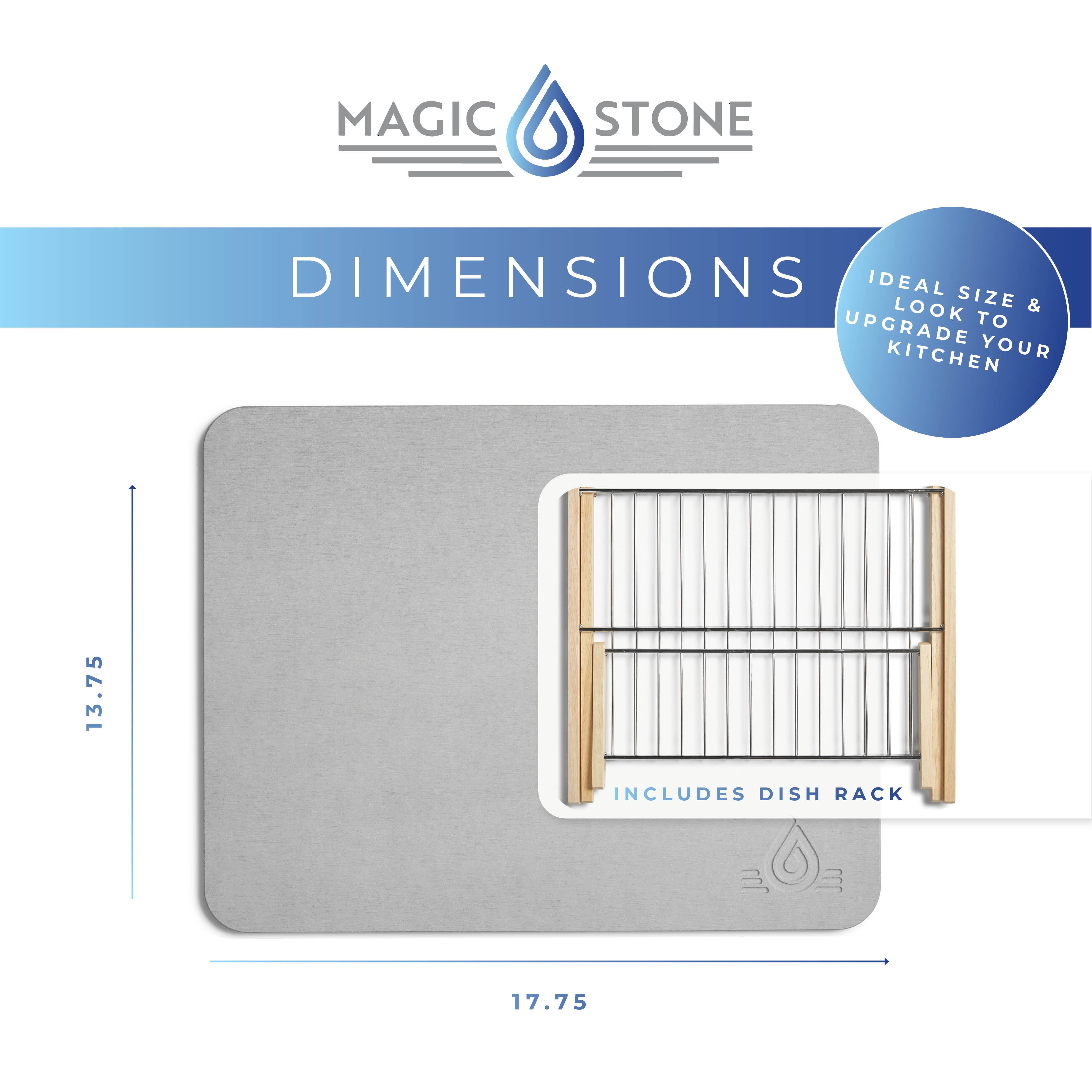 Magic Stone Kitchen Mat and Bamboo Strainer - Dove Gray